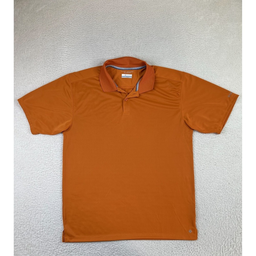 Columbia Polo Shirt Mens XL Orange‎ Omni-Shade Performance Golf Sun Protection